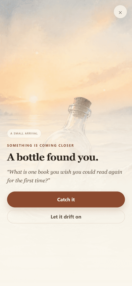 Future Me Says: A one-round drift bottle reaches the shore